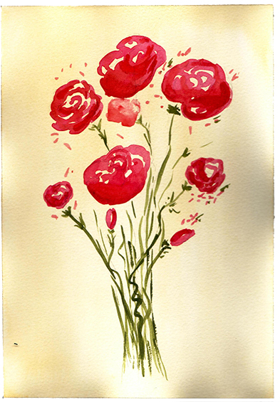 Racimo de flores rojas.