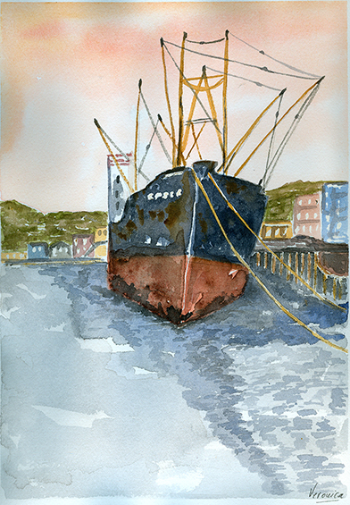 Reparando los barcos.