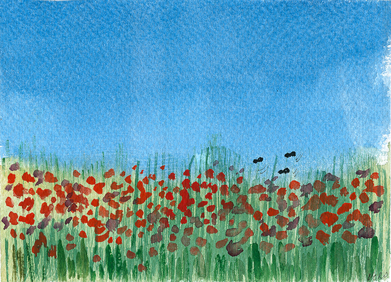 Paisaje de río con puente.