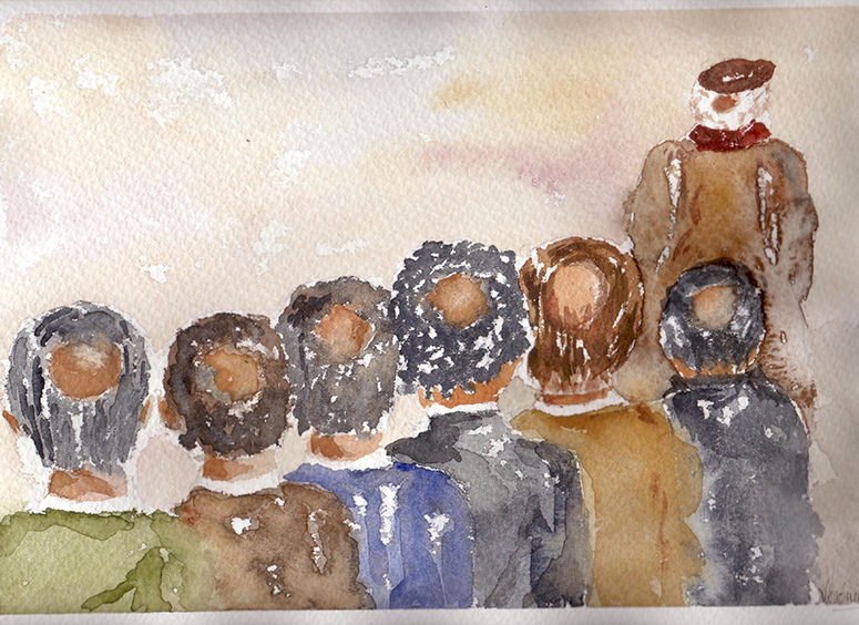 Seis hermanos con diferentes grados de calvicia.