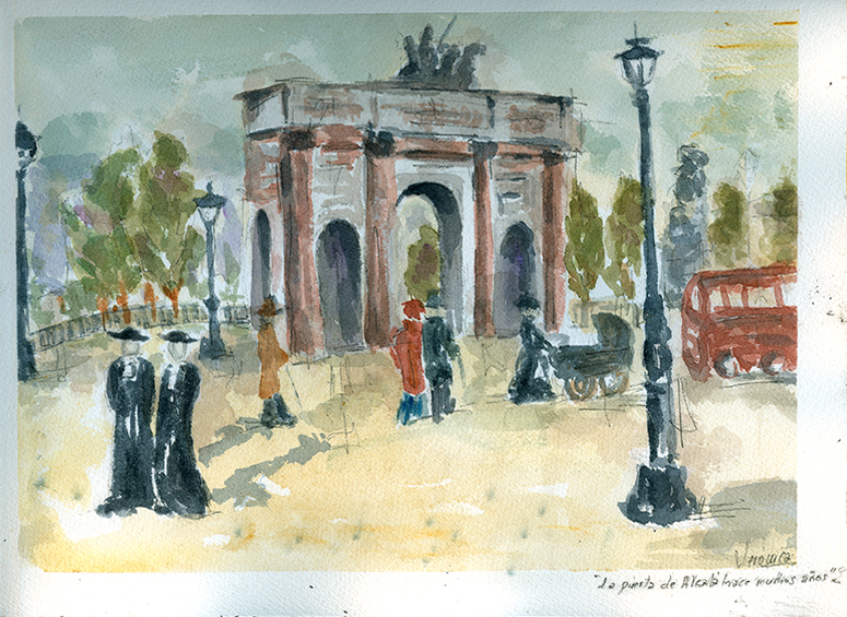 La Puerta de Alcalá hace muchos años.