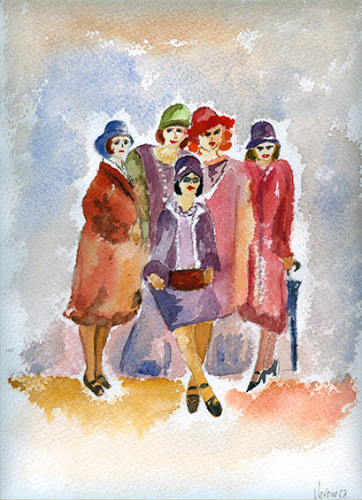 Grupo de mujeres con sombrero.