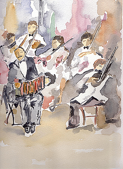 Músicos en el escanario.