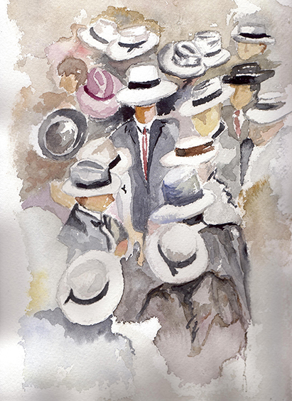 Grupo de hombres con sombreros.
